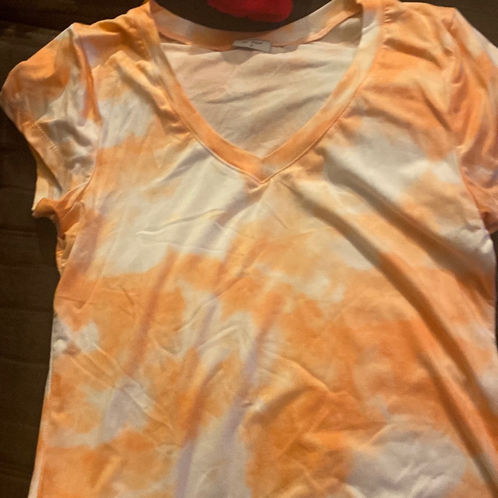 Ladies top orange and white